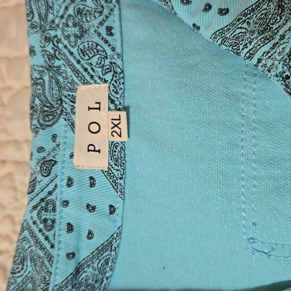 POL Turquoise Green Patterned Shacket - Picture 7 of 9